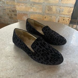 Birdies Women's Starling Black Leopard Velvet Flat Loafer Slip-On Size 7.5